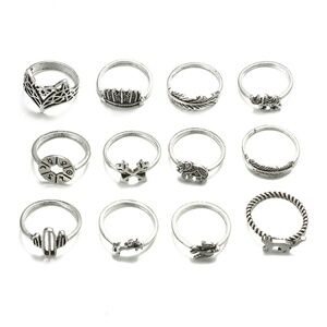 **SUNNIVA* 12-Pc Silver Animal Fashion Ring Set
